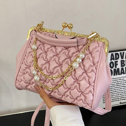 Women's Bag Crossbosy Bag Pleated Handbag Women Pearl Chain Totes Bags Women