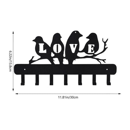 Metal Wall Hooks For Keys 7 Hook Love-bird Wall Rack Hooks Rack/Holder