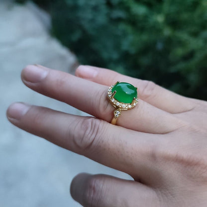 Rings Men Women Jewellery Gift Adjustable Dimension Metallic Artificial green