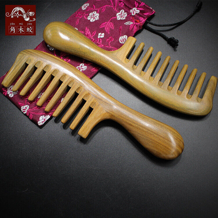 Natural Wooden Comb Wide Toothed Hair Comb Green Sandal Wood Comb Massage Brush