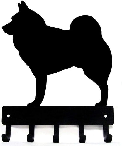Norwegian Elkhound Dog - Key Hooks & Keychain Holder -6 inch Wide Metal Wall Art