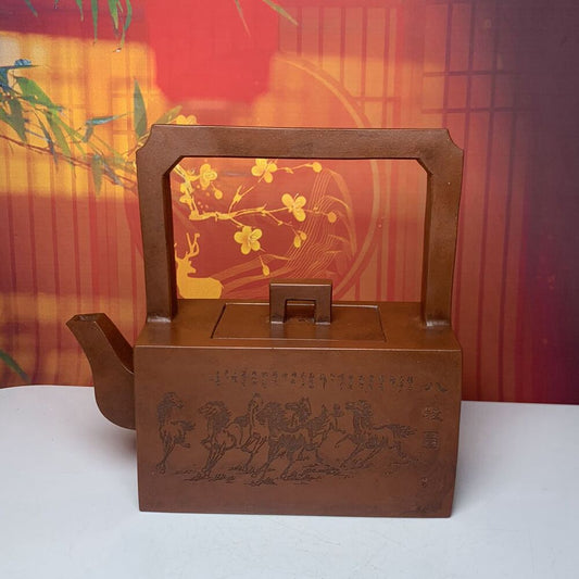 Vintage Chinese Yixing Purple Clay Teapot Zisha Ceremony Exquisite Horse Teaware