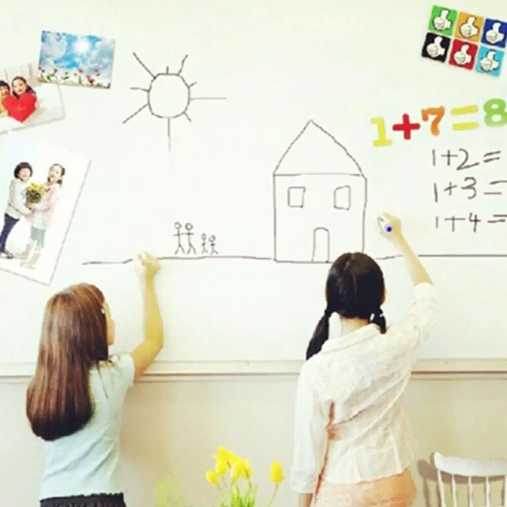 Whiteboard Stickers PVC Waterproof Wallpaper Decor Message Board W/ Pen 45x200cm