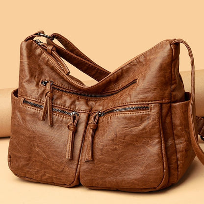 Leather Handbag Women Bags Shoulder Crossbody Bags Polyester Purse Bucket Shape