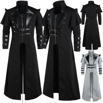 Medieval Steampunk Coat Men's Cosplay Costume Photography Gothic Windbreaker L