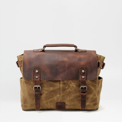 Retro Bag Canvas Leather Shoulder Messenger Portable Document Bag Knight Bag
