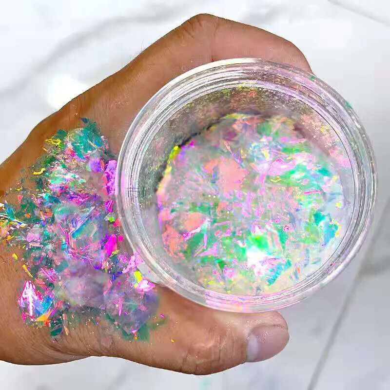 Nail Art Acrylic Glitter 5ml Jar Pigment Ultra-Thin Fire Opal Flake Powder Paint
