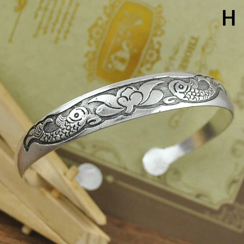 1-Pack Vintage Elephant Flower Collection Bracelets Charming Elegant Round -