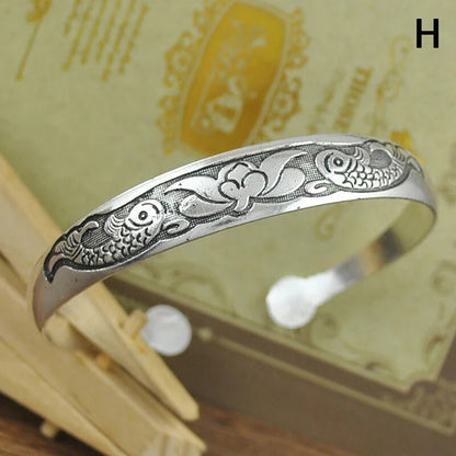 1-Pack Vintage Elephant Flower Collection Bracelets Charming Elegant Round -