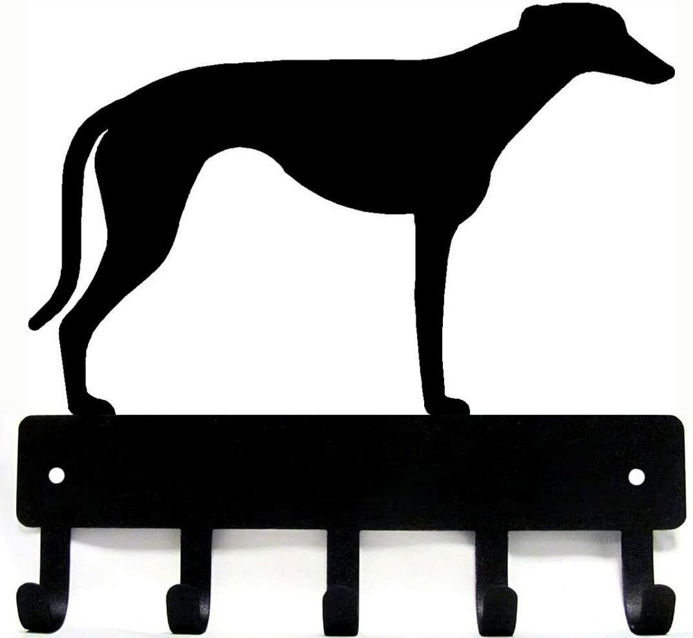 Greyhound - Key Rack & Dog Leash Hanger - 9 Inch Wide/6 Inch Wide Metal Wall Art
