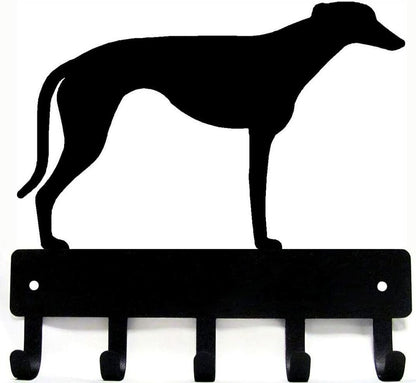 Greyhound - Key Rack & Dog Leash Hanger - 9 Inch Wide/6 Inch Wide Metal Wall Art