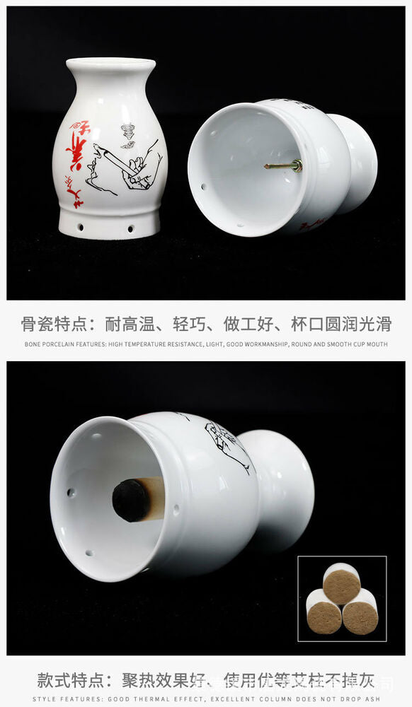 Moxibustion Cup Moxa Pot Ceramic Gua Sha Mugwort Cup Wormwood Massage Tool艾灸艾条艾草