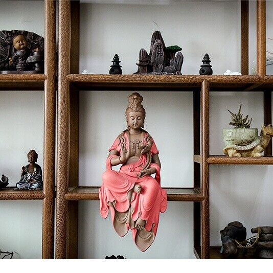 Full Handmade Tea Pet Buddha Statue Real Yixing Zisha Purple Clay Decoration Big
