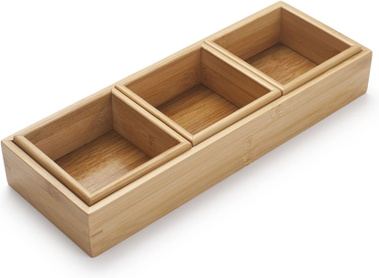 Bamboo Drawer Organizer Desk Storage Box Storage Bins Office Desk Drawer 4 Boxes