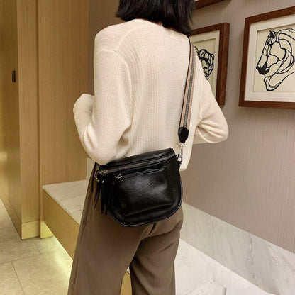 Crossbody Bag Pu Leather Bags Ladies Zipper Wide Shoulder Woman Bag Female Bags