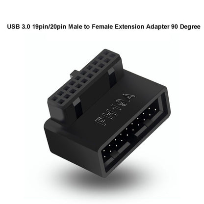 USB 3.0 19Pin/20pin Male to Female Extension Adapter 90 Degree for Motherboard