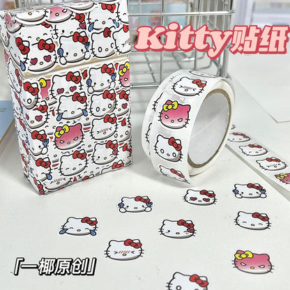Hellokitty Roll Sticker Cartoon Decoration Handbook Sticker Sealing Sticker