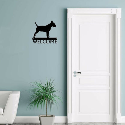 Bull Terrier Dog Welcome Sign Wrought Iron Crafts Metal Ornaments Decoration