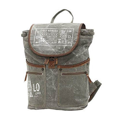 Myra Bag Old Howard Upcycled Canvas Backpack S-0829 Grey