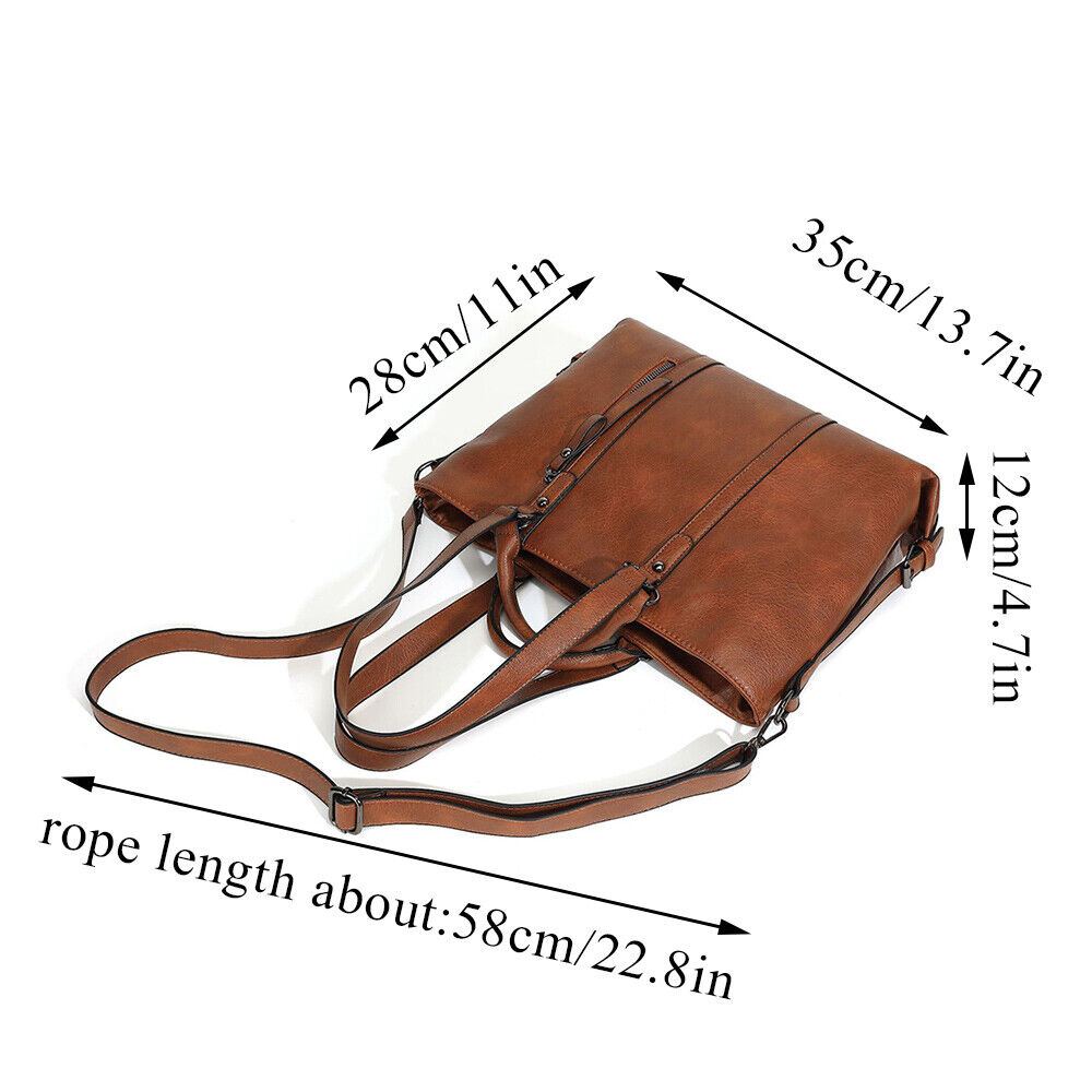 Women Soft Oiled Leather Handbag Messenger Shoulder Tote Bag Crossbody Satchel