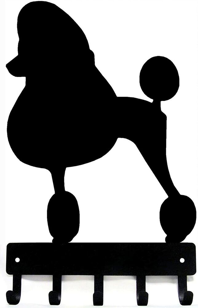 Poodle Dog - Key Hooks & Keychain Holder - 6 inch Wide Metal Wall Art