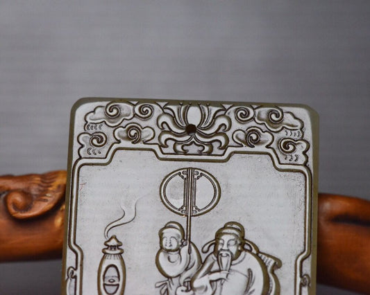 Chinese Natural Hetian Jade Carved Figure Story Statue Jade Pendant Jewelry Rare