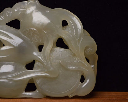 Chinese Hetian Jade Hand Carving Exquisite Statue Collection Figurines Decor Art