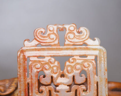 Chinese Antique Natural Hetian Jade Hand Carved Exquisite Statue Lucky Pendant