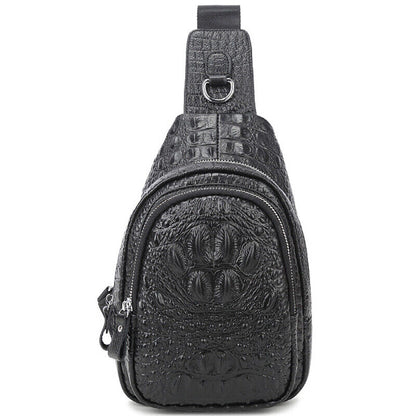 Sling Backpack Men's Genuine Leather Crocodile Crossbody/Shoulder Bag for Hiking