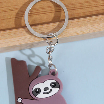 DIY PVC Sloth Keychain Key Rings Holder Key Chain Gift Jewelry Bag Phone Decor!