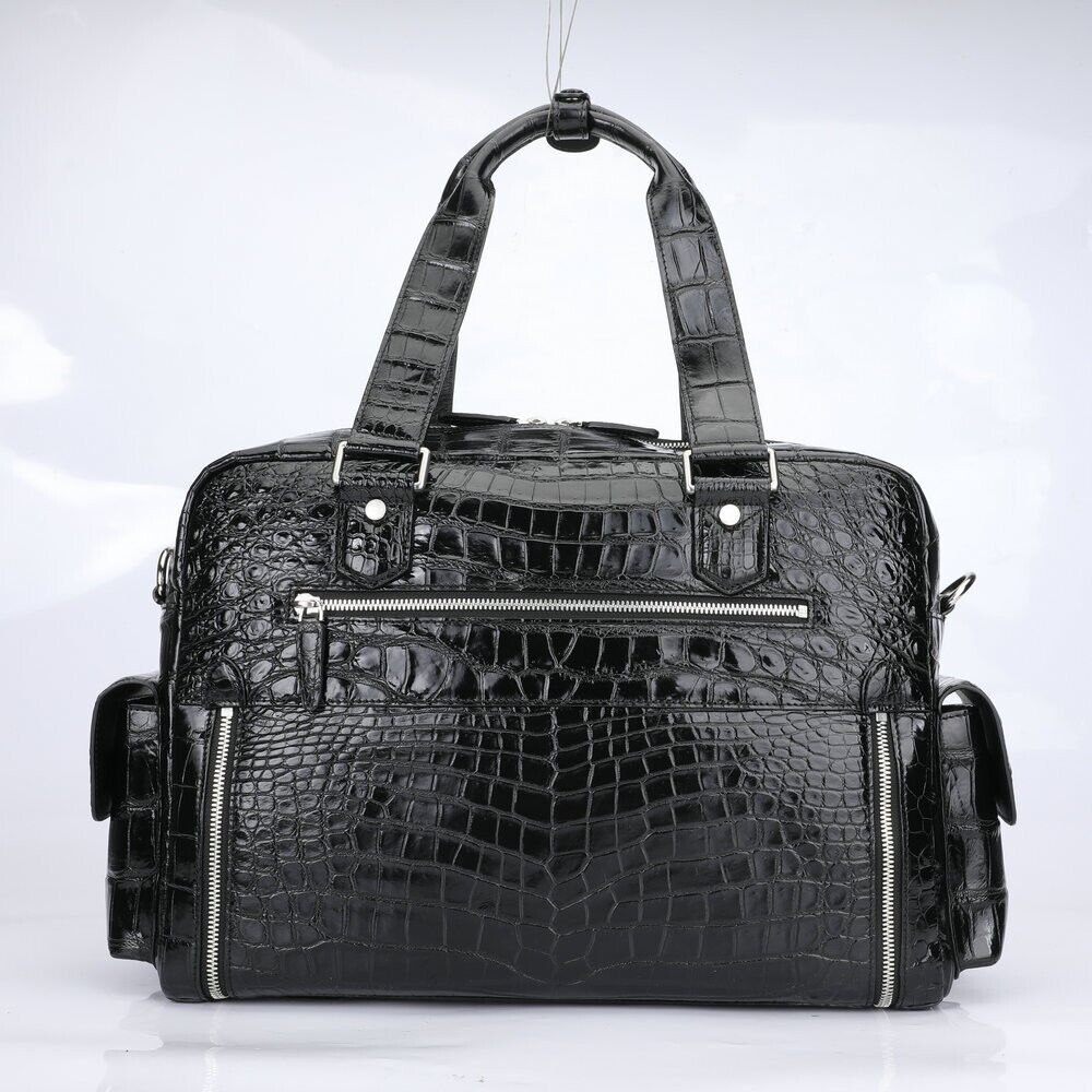 Real Crocodile Belly Skin Leather Bag Men's Travel Luggage Luxury Large Handbags