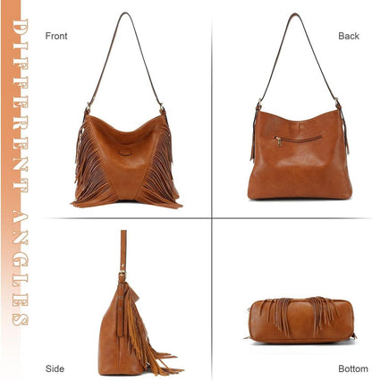 Vintage Fringe Shoulder Bags for Women Tassle Hobo Large Crossbody Purse Gift