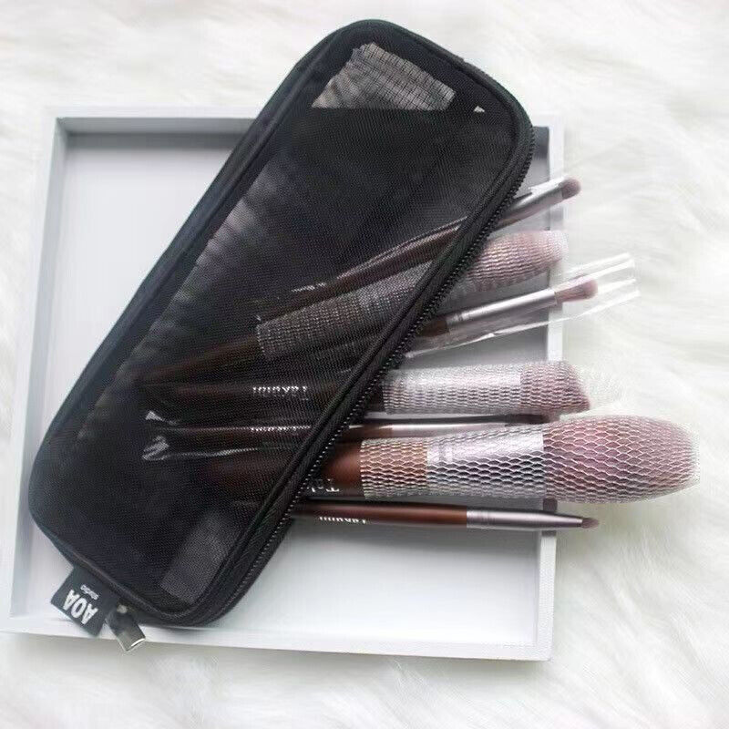 Makeup Brush Travel Case Cosmetic Toiletry Bag Organizer Mesh Kit Pouch