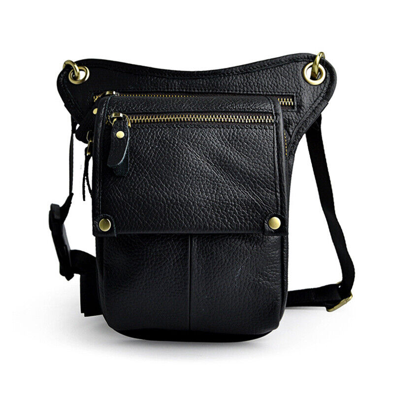 Motorcycle Outdoor Vintage Leather Drop Leg Bag Tactical Thigh Waist Fanny Pack