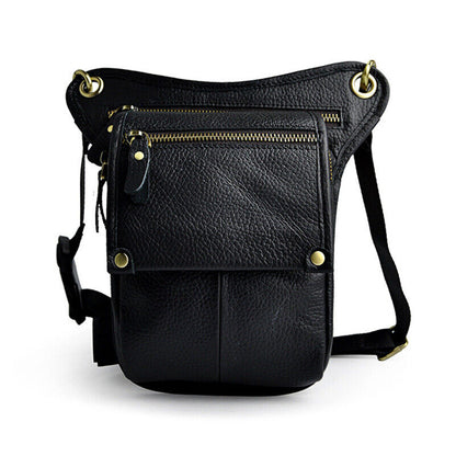 Motorcycle Outdoor Vintage Leather Drop Leg Bag Tactical Thigh Waist Fanny Pack