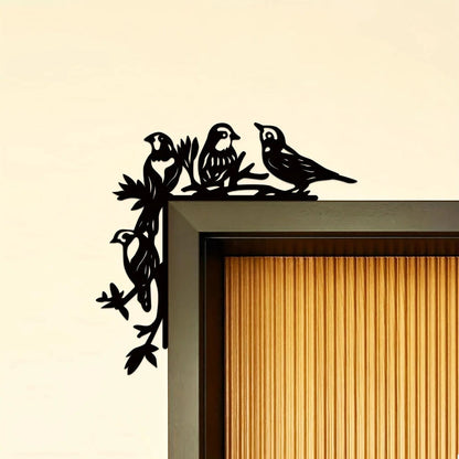 Metal Four Birds Decorative Wall Stickers Door Corner Decorations, Door Frame