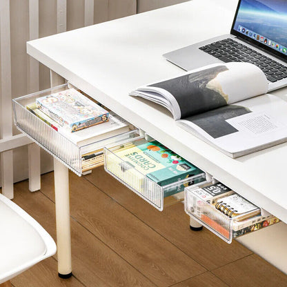 Storage Box Under Table Drawer Desk Stick Stand Hidden Stationery Pen Organizers