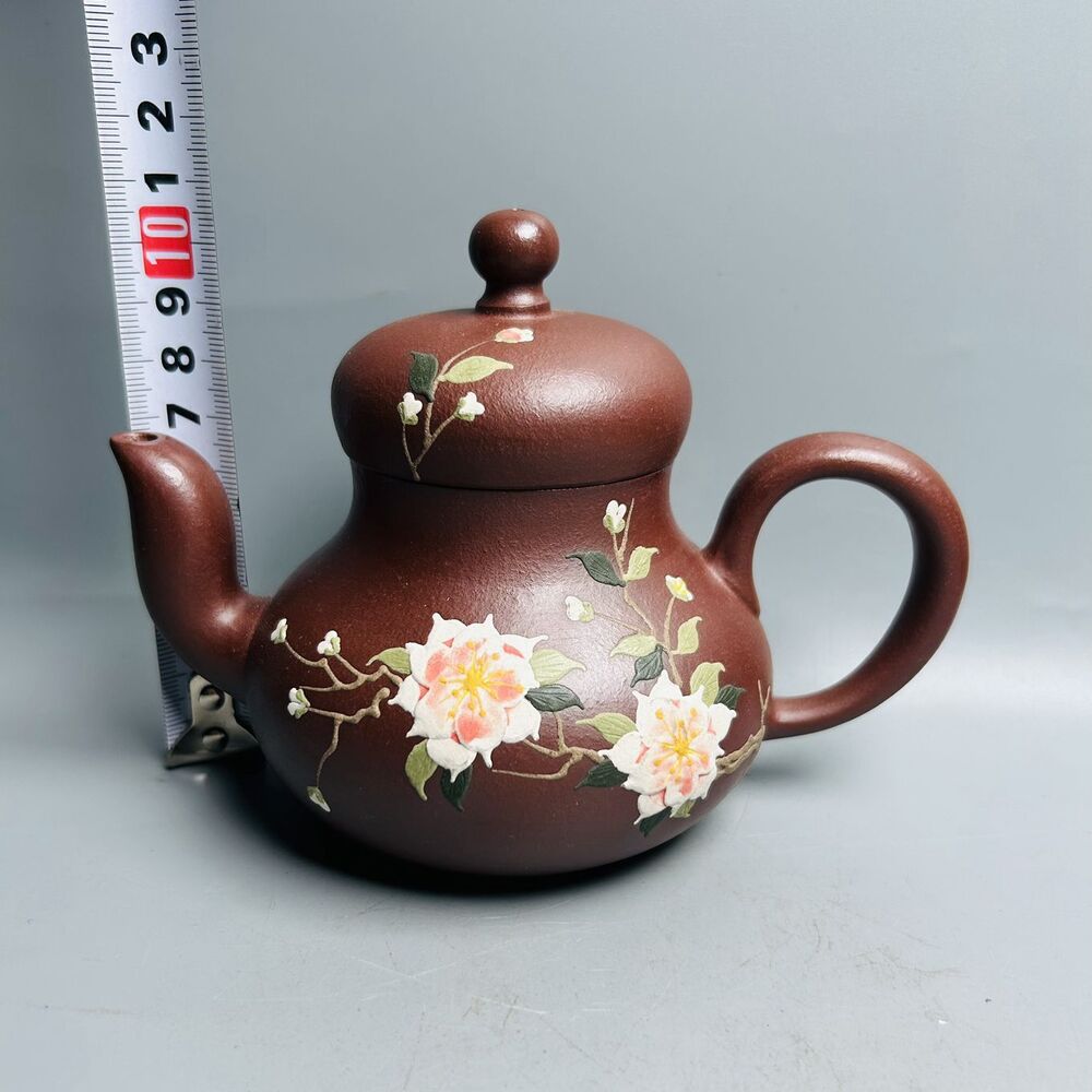 Vintage Chinese Yixing Purple Clay Teapot Zisha Ceremony Painted Nice Teaware