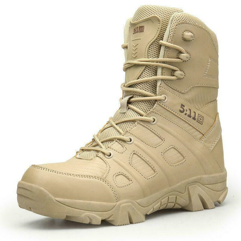 Men Military Outdoor Boots Non-Slip Tactical Leather Trainer Desert Combat Boots