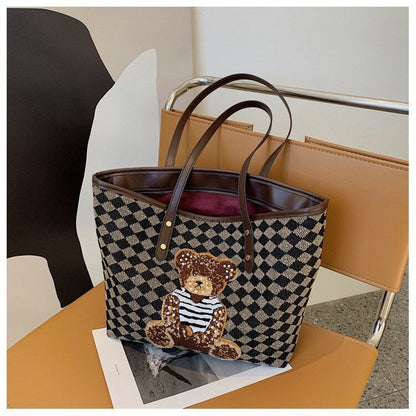 Cartoon Bear Shoulder Bag Large Handbag Tote Bag Luxury Purse 40*25*12 CM 0.3 KG