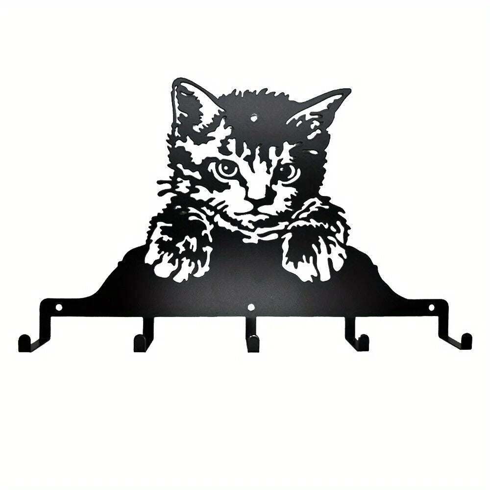 1pc Cute Little Cat Metal Wall Hanger - Perfect for Coats, Hats, Keys, and More