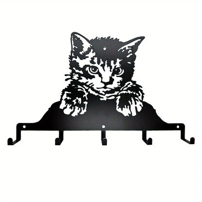 1pc Cute Little Cat Metal Wall Hanger - Perfect for Coats, Hats, Keys, and More