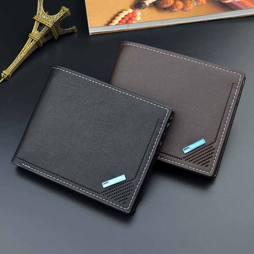 Men's Leather Bifold ID Card Holder Purse Wallet Billfold Handbag Slim Clutch