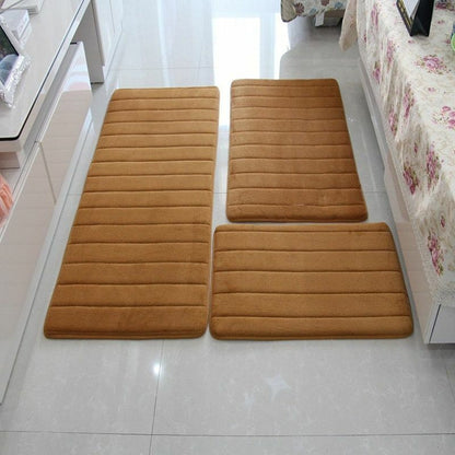 3Pcs/Set Memory Foam Bath Mat Modern Floor Anti-Slip Bathroom Rug Kitchen Carpet