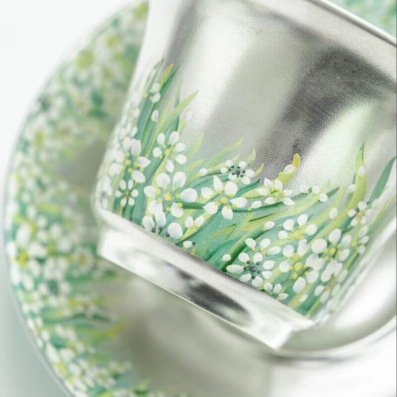 complete tea set silver plated gaiwan matching tea cup towel handmade floral new