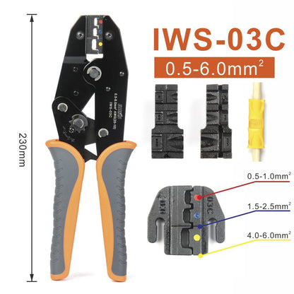 IWISS HS Series Ratchet Crimping Pliers Tube Type Insulated Bare Terminal Tool