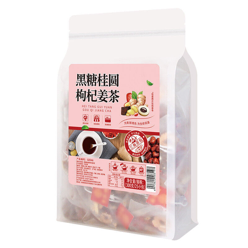 Chinese Black Sugar Longan Red Dates Wolfberry Ginger Herb Fruit Tea Teabag 300g