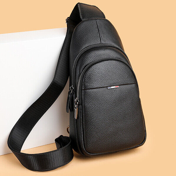 100% Genuine Leather Crossbody Bag Chest Bag Hiking Sling Backpack Shoulder Bag