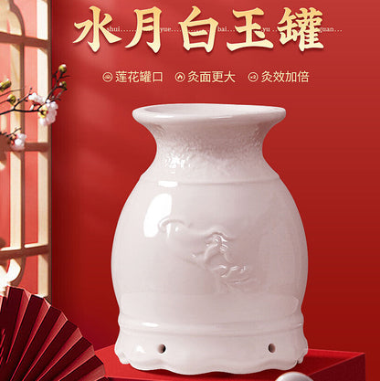 11.5cm Ceramic Lotus Moxibustion Pot Wormwood Gua Sha Massage Tool Moxa Box 艾灸