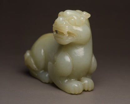 Chinese Old Natural Hetian Jade Hand Carved Nice Unicorn Statue Figurines Rare